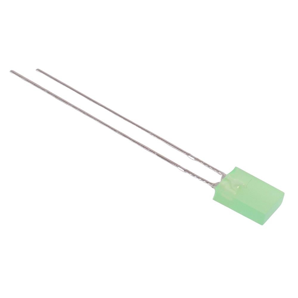 100 x Green Rectangle 2x5mm Diffused LED 1000mcd 130°