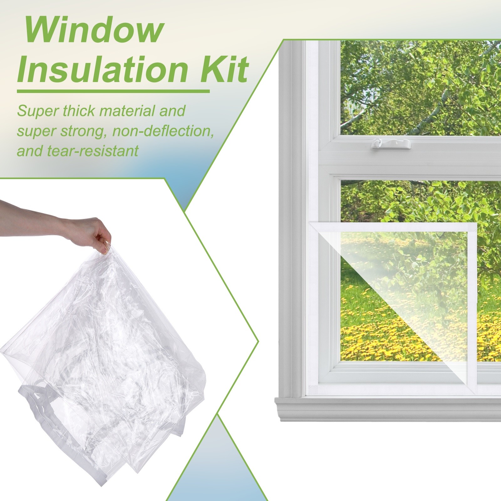 87" x 63" Window Insulation Kit Clear Plastic Window Covering Black