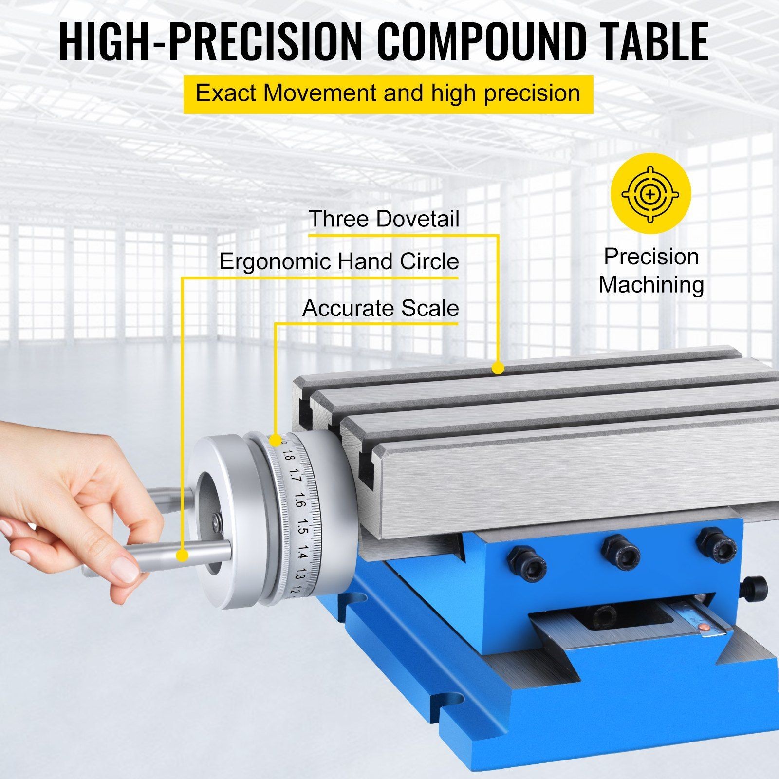 Adjustable Precision Cross Table 185x100mm, for Manual Milling Machines