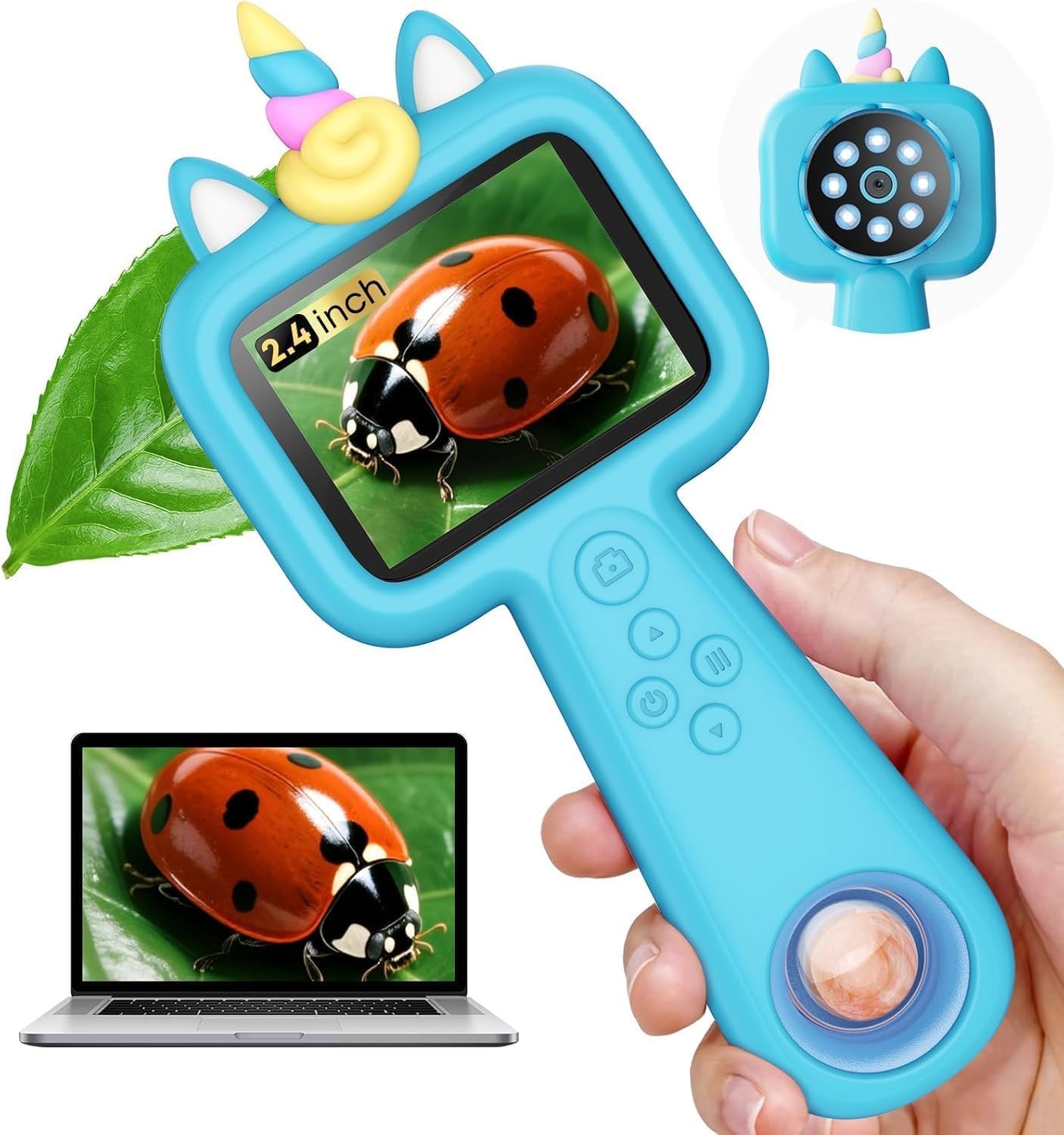 Pocket Microscope for Kids, 2.4" Screen 600X Portable Digital Microscope Hand...
