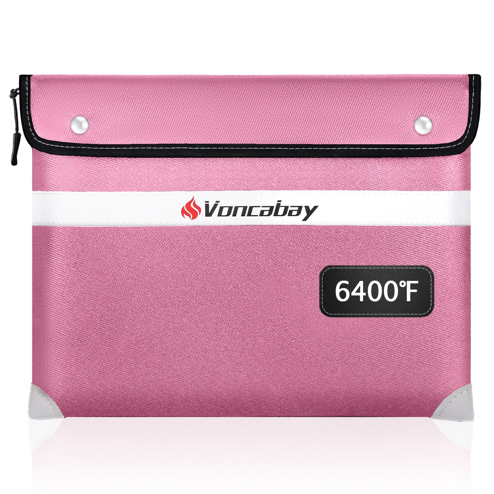 6400℉ Fireproof Document Bag Pink Waterproof Reflective Strip 14.2"x11" Safe