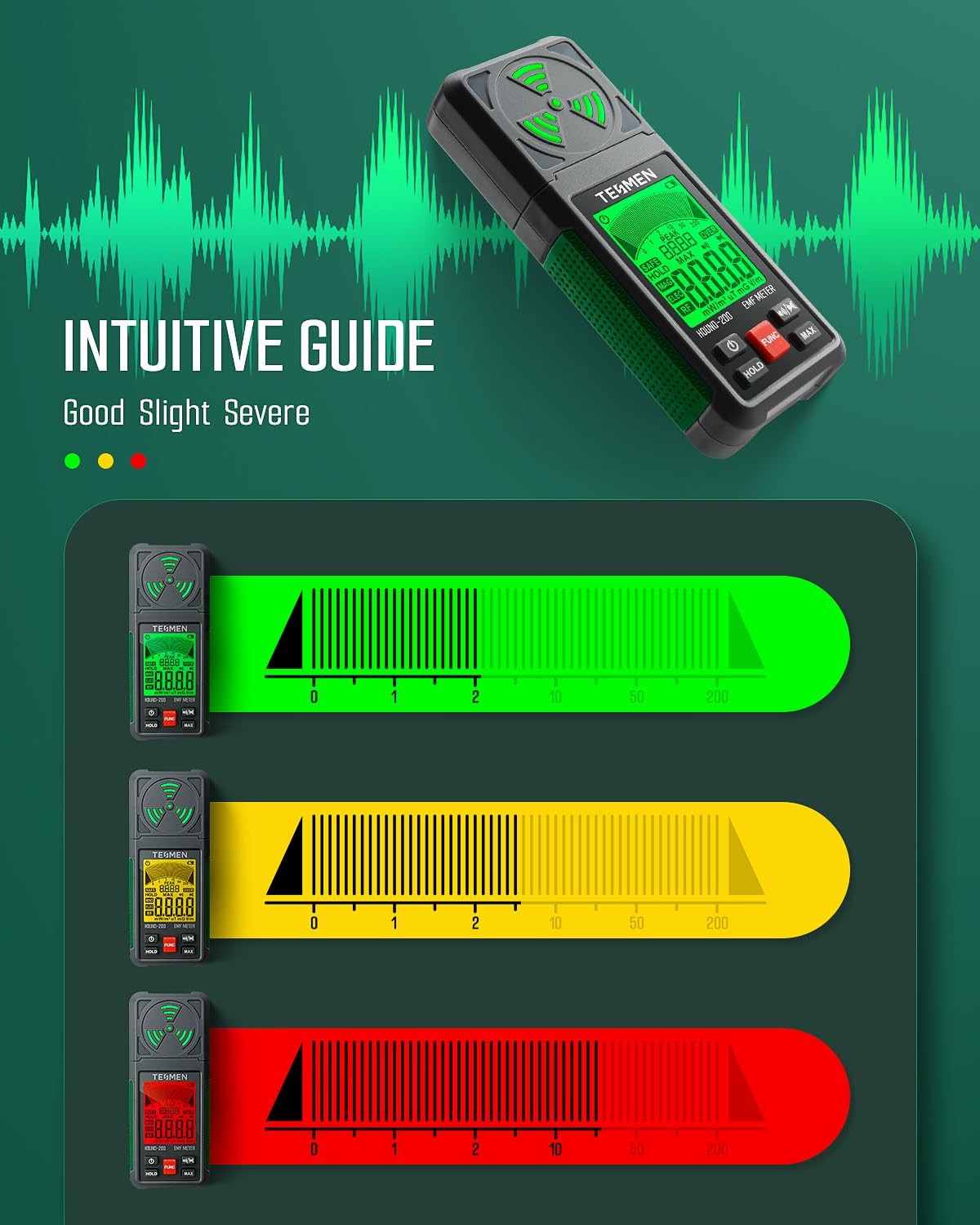 Three-in-one Portable Electromagnetic Field Detector, Hound-200