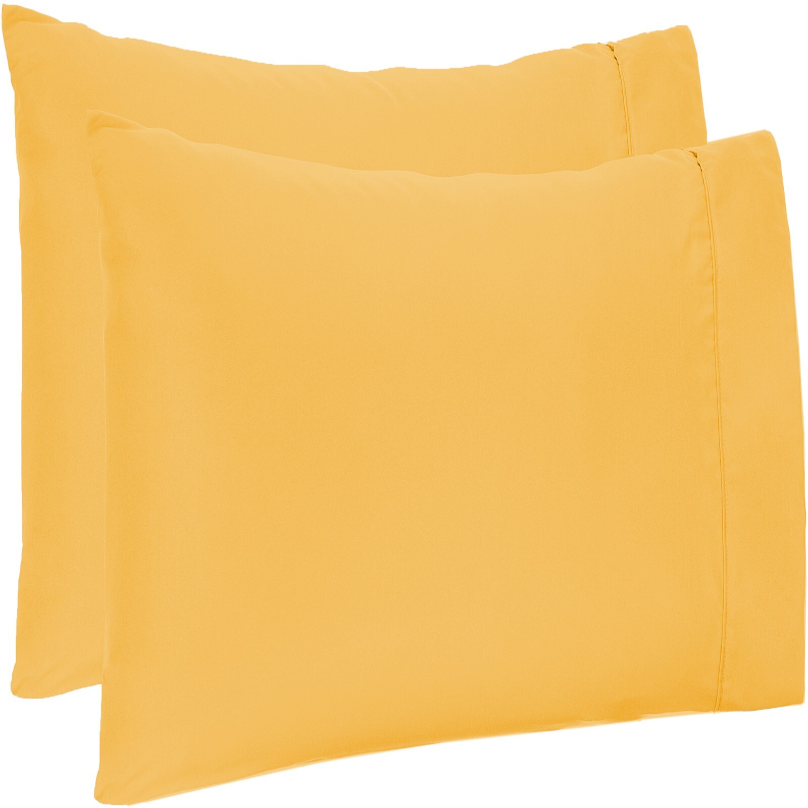 4 PCs Pillow Case Set 1200 TC 100% Cotton Gold Solid Queen Size