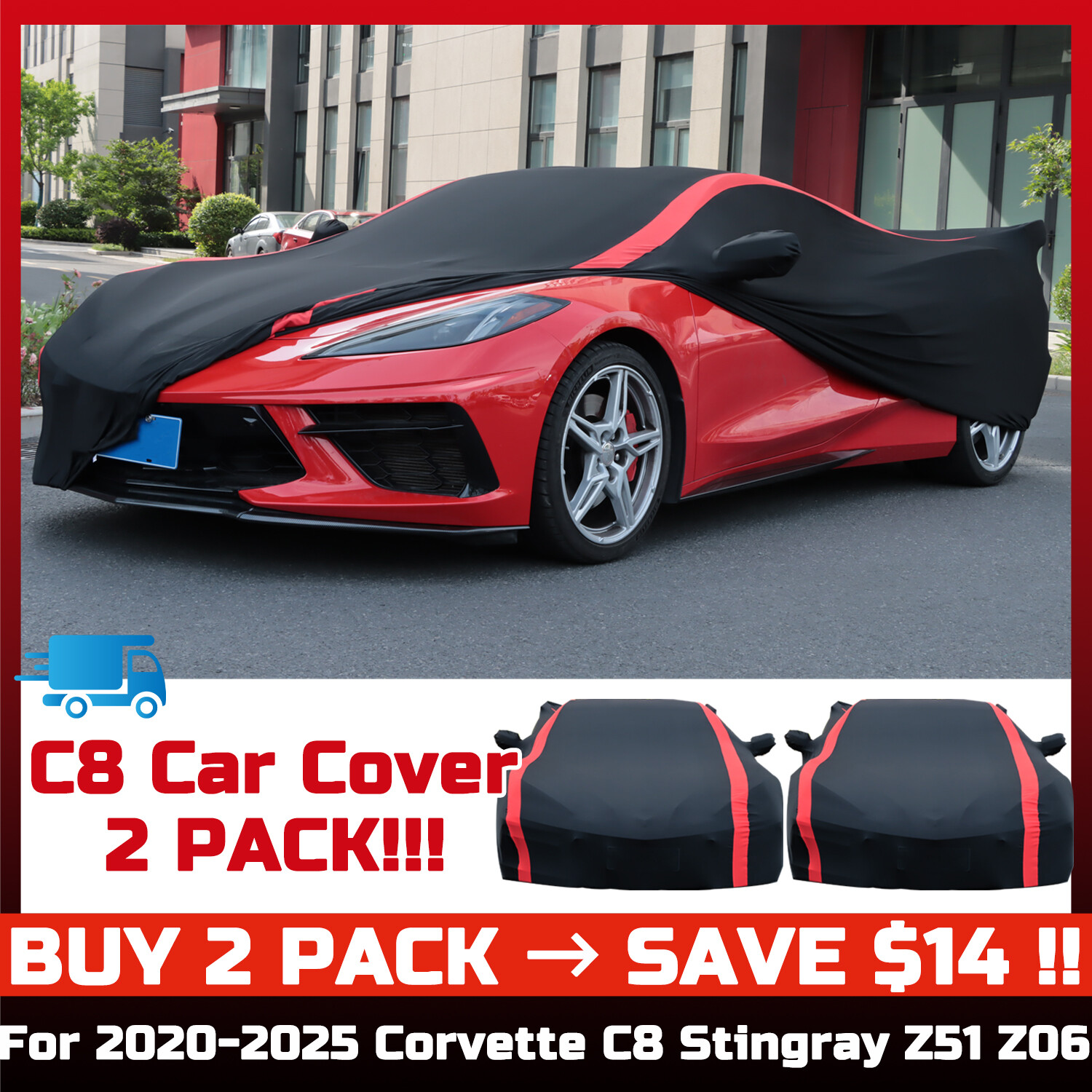 2 Pack C8 Accessories Indoor C8 Car Cover For Corvette C8 Stingray Z51 Z06 20-25