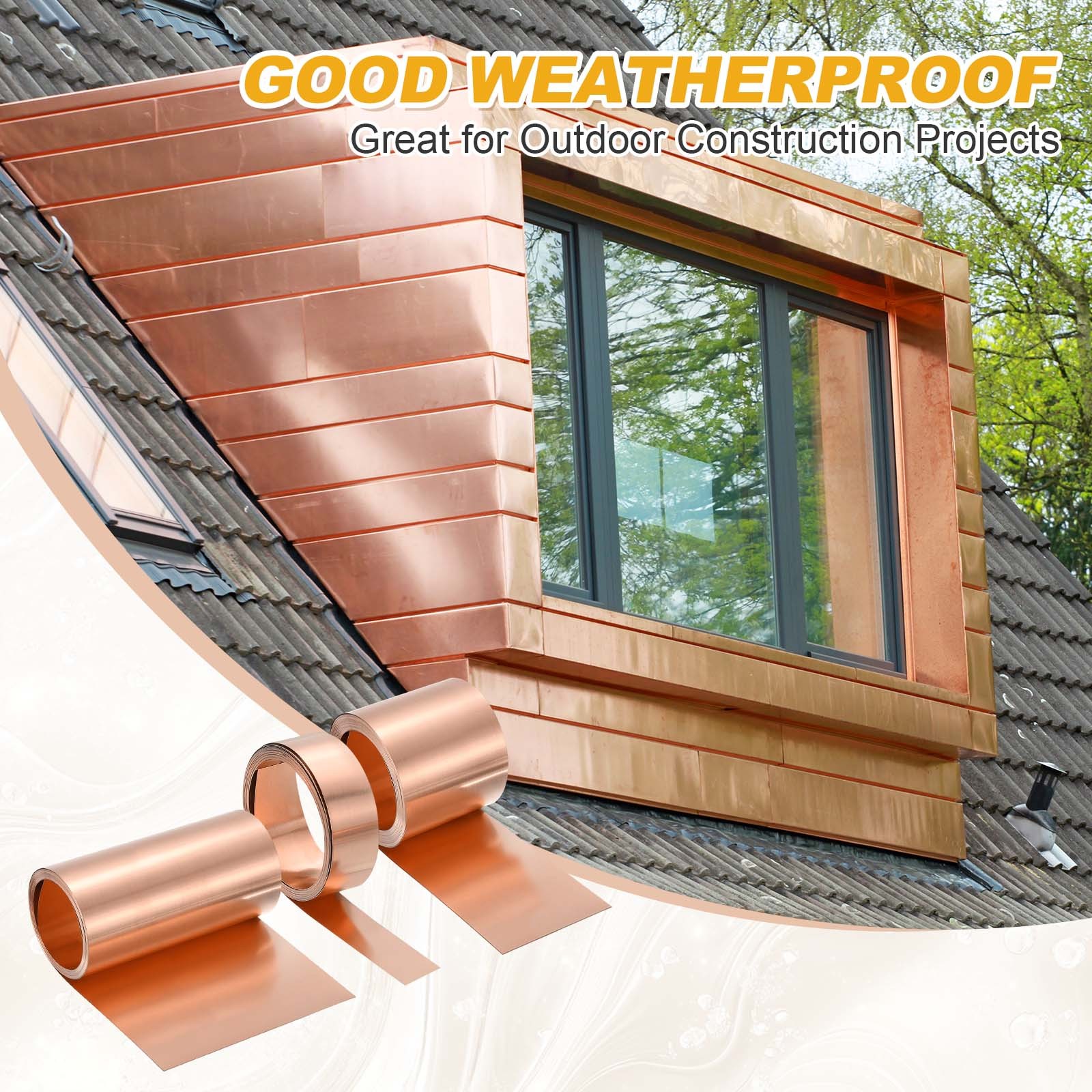 3.28ft Copper Sheet Roll, 1000x30x0.2mm Pure Copper Strip with Gloves