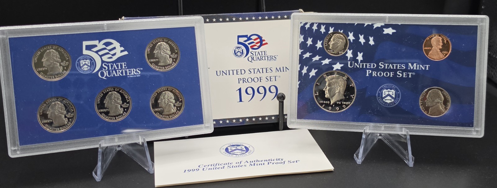 1999-S U.S. Mint Proof Set 9-Coin Complete OGP Box & COA State Quarters Clad