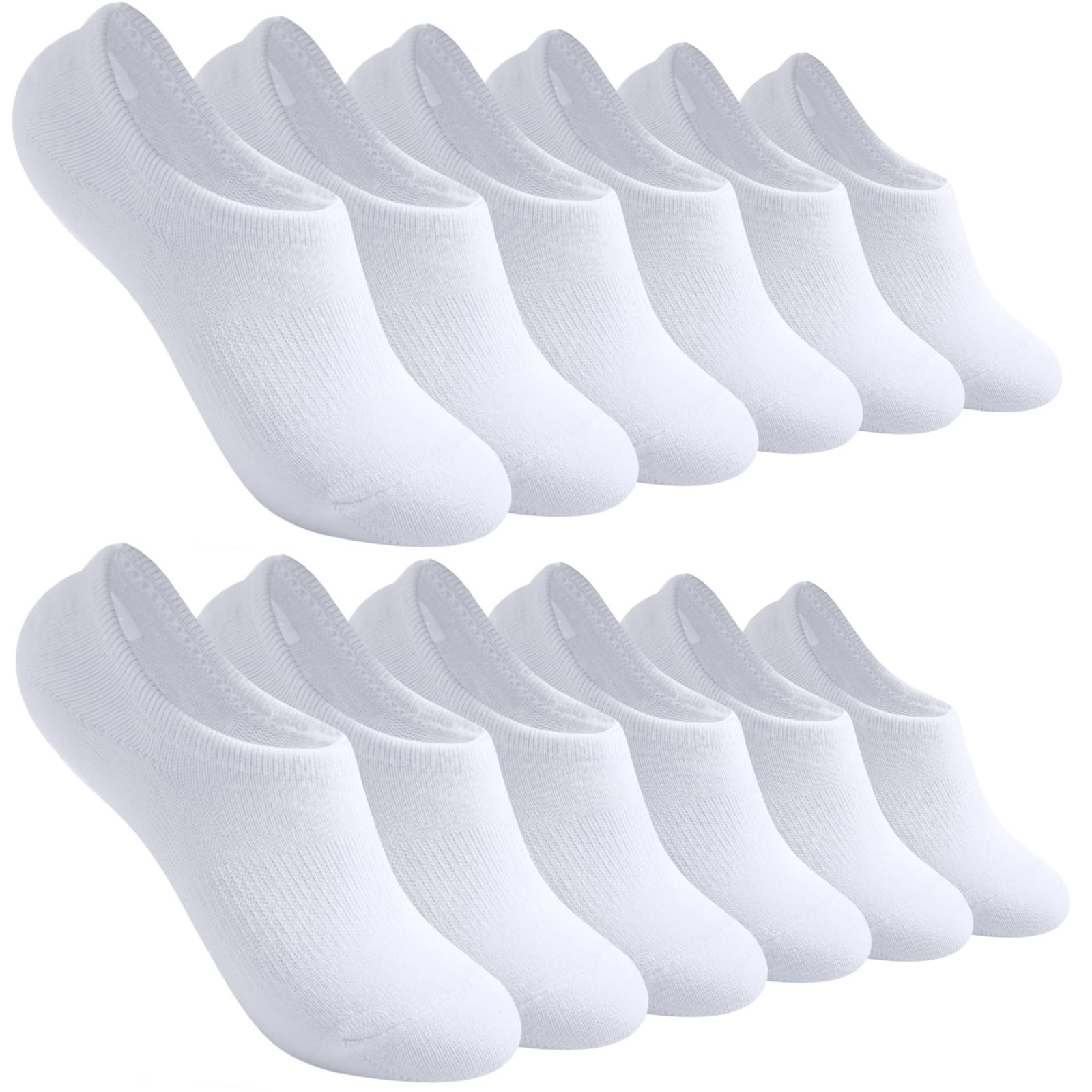 No Show Socks Women Non Slip Low Cut Liner Sports Casual 6-11, 6 Pairs(white)
