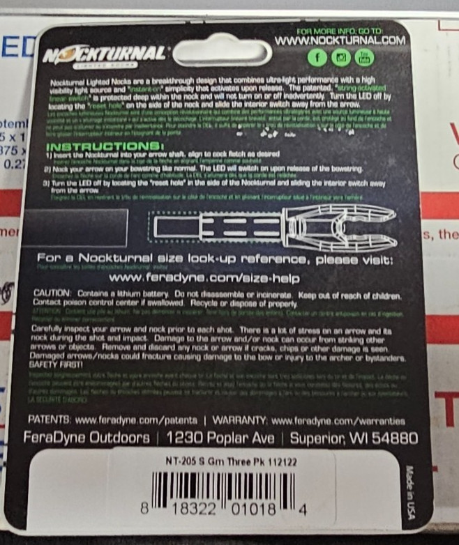 Nockturnal Lighted Nocks – Green LED, Size Small (Archery)
