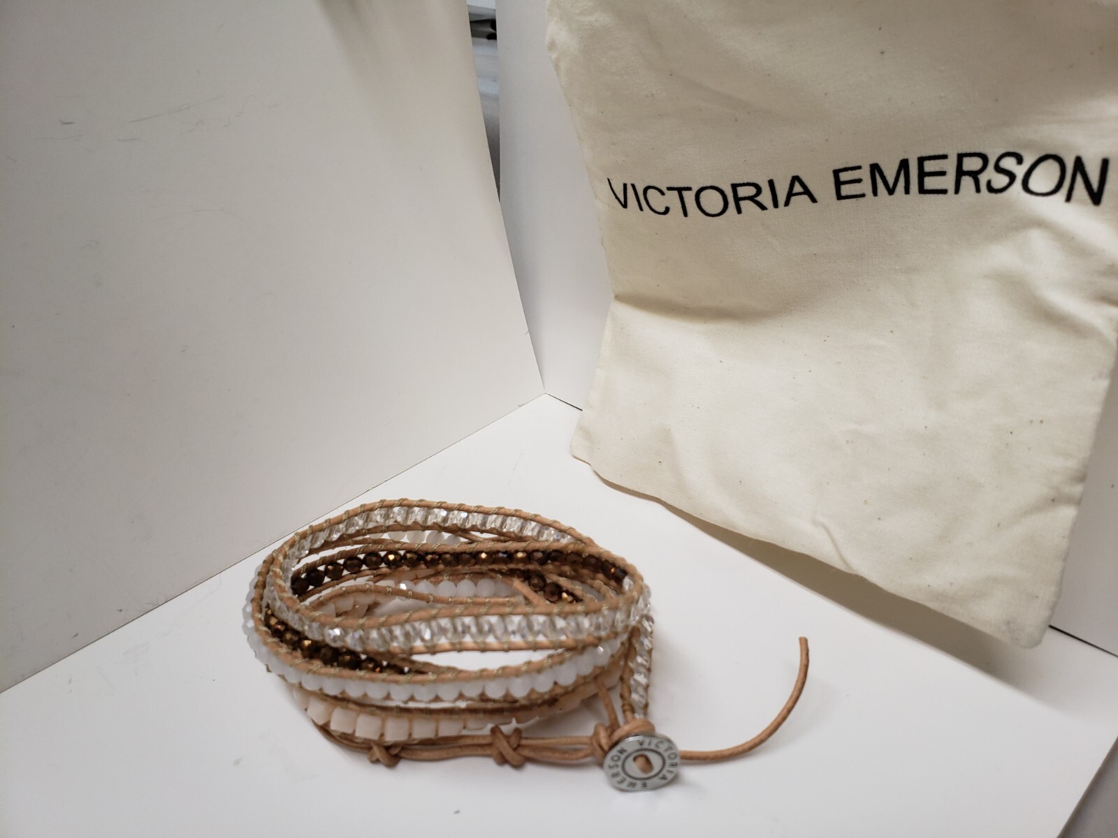 Victoria Emerson CHAMPAGNE CRYSTALS AND WHITE JADE ON NATURAL - VEGAN