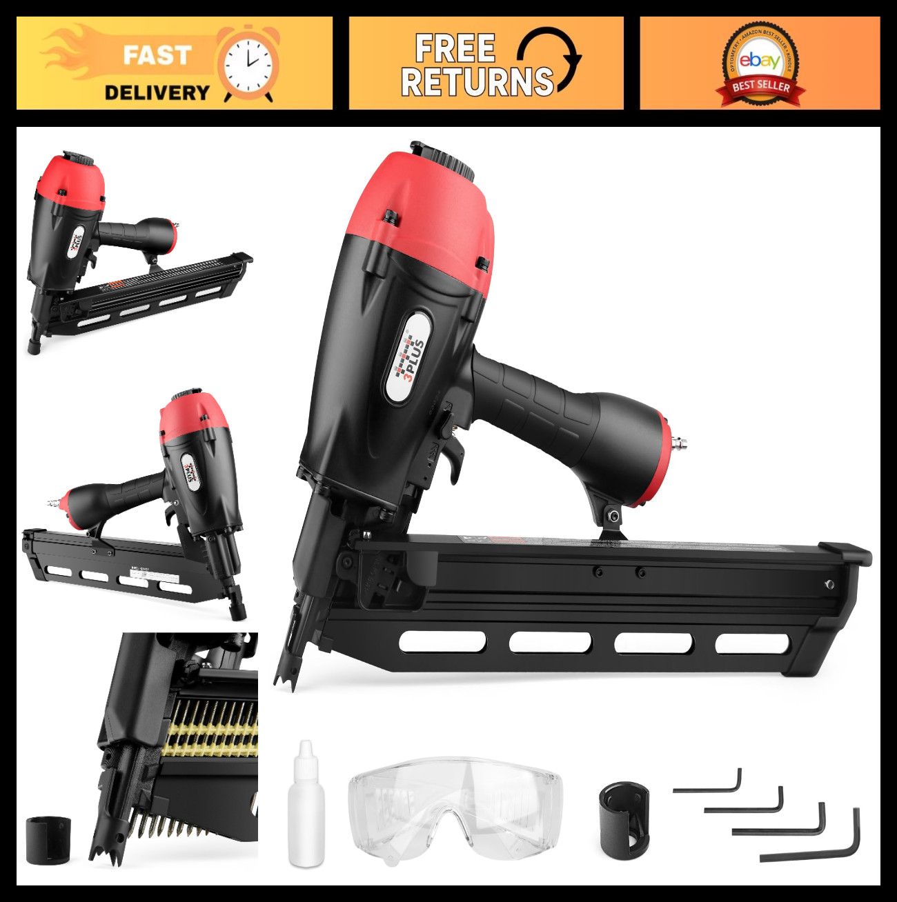 21° Full Round Head Framing Nailer - 3PLUS H2190SP, Lightweight, Durable, Fast &