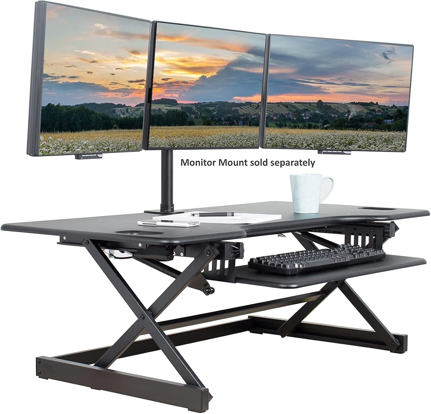 46" Large Height Adjustable Standing Desk Converter Quick Sit Stand Up Triple