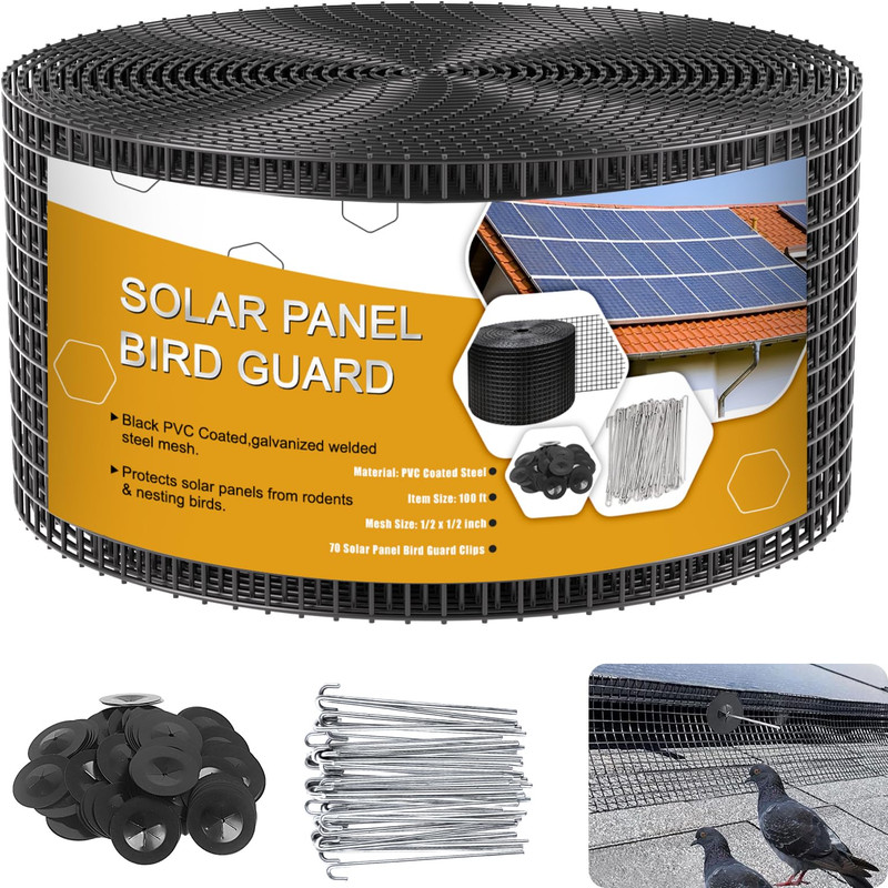 Ansgery Solar Panel Bird Guard8In X 100Ft Critter Guard Galvanized Pvc Coated