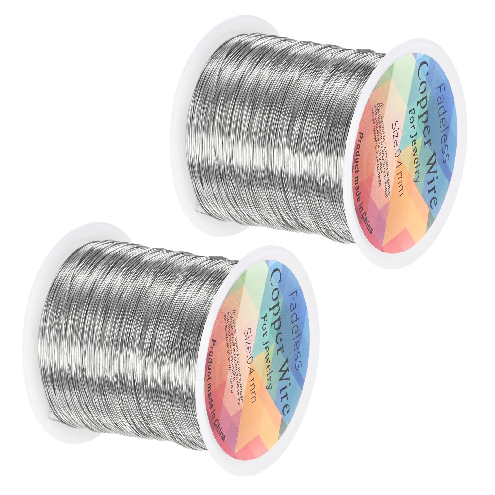2-Rolls 0.4mmx100m Jewelry Wire, 26 Gauge Craft Wire Copper Wire, Silver White