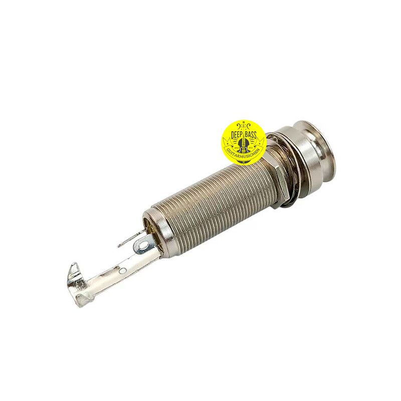 2PCS Threaded Cylinder Guitar Endpin Jack Plug Socket Strap 6.35mm Output Silver