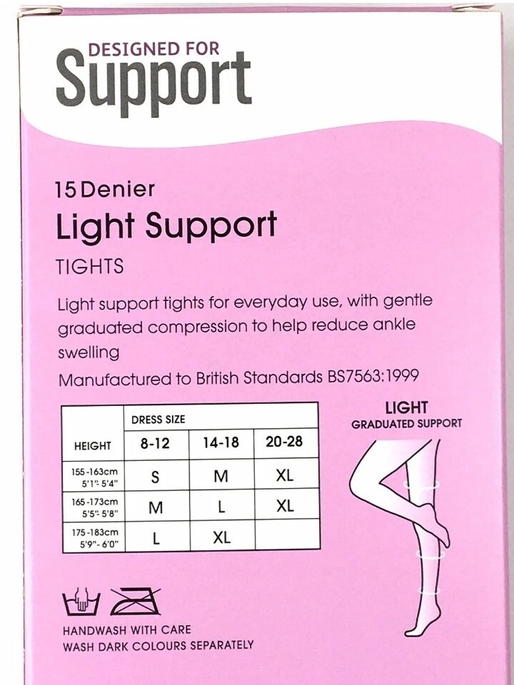 Light Support 15 Denier Size Extr Larg , Black 2 Pairs In Boxes