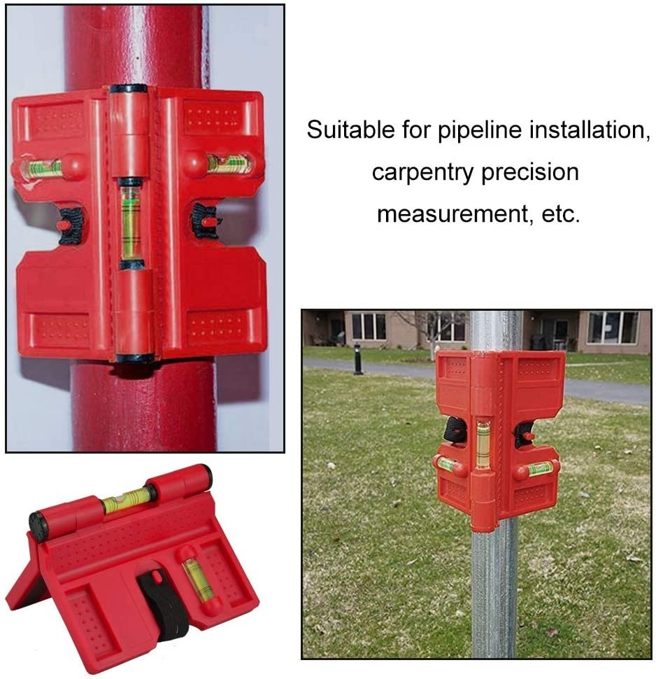 Fence Post Level Tool Versatile Adjustable Plastic Red Vertical 3 Vials