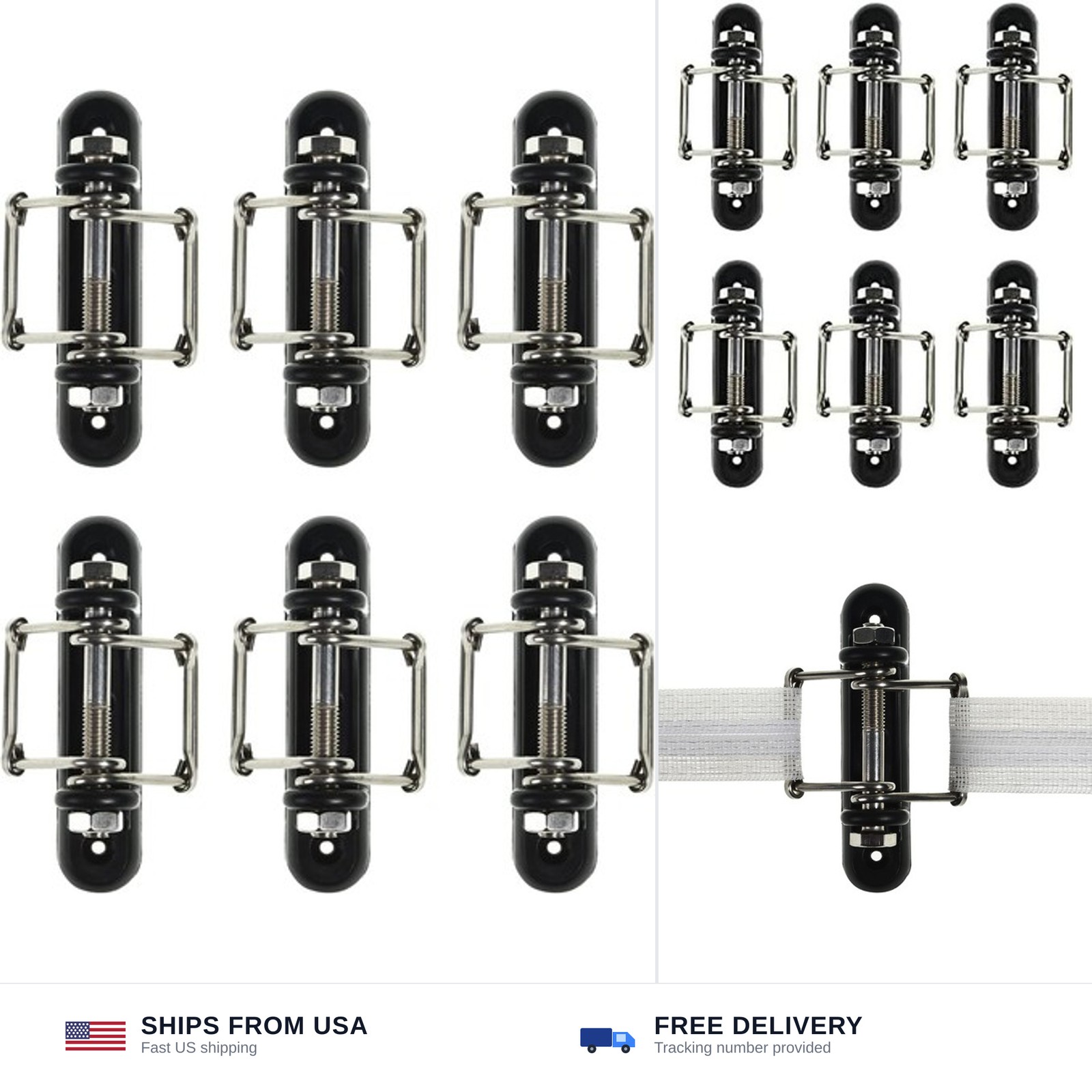 Electric Fence Tape Corner/Ends Insulator with Buckles, 6 Pack | Wood Post Ta...