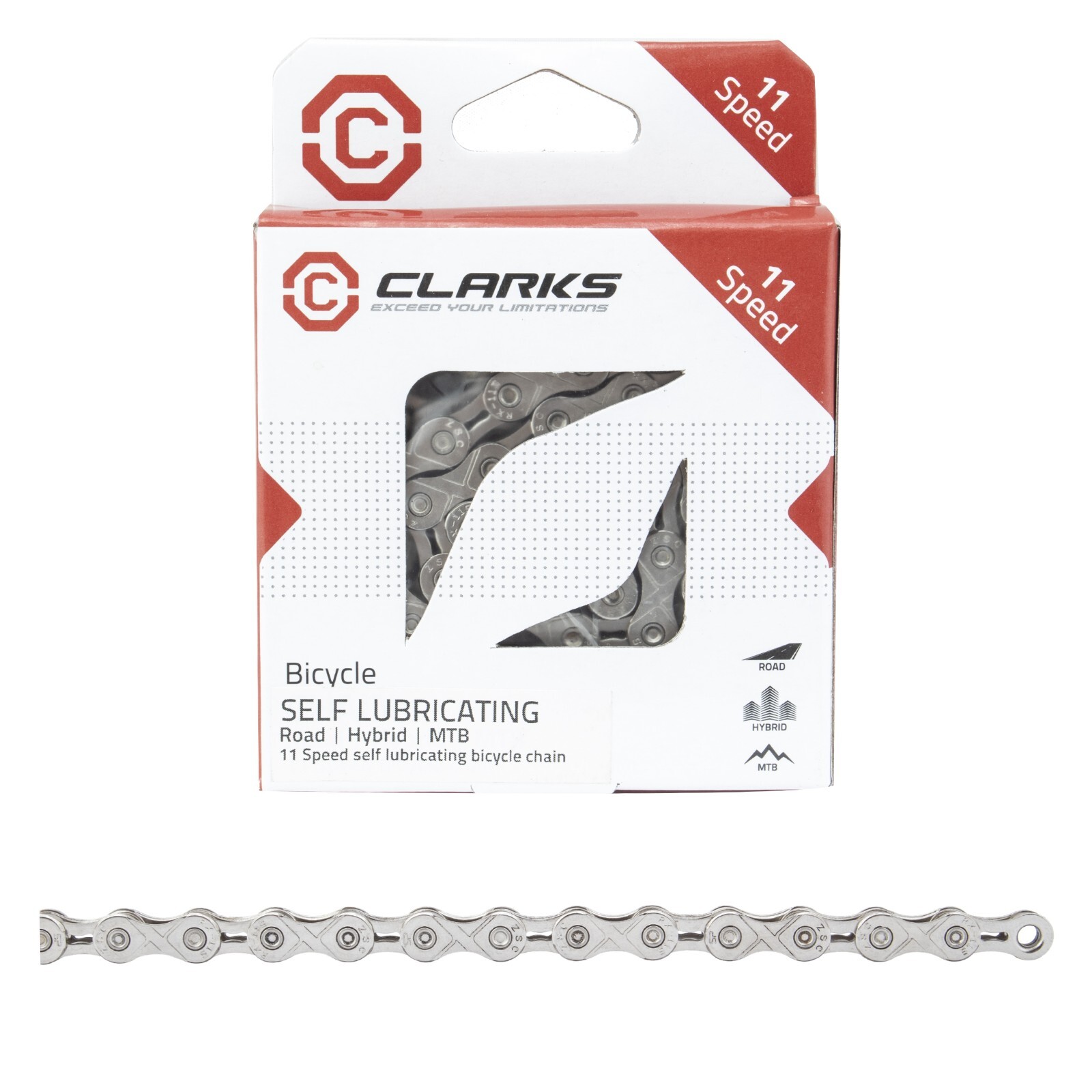 Clarks Self Lubricating Bicycle Chain 11 Spd 116 Links Quick Link Nickel Plated