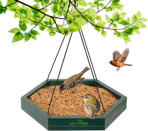 MIXXIDEA Platform Bird Feeder Tray, Hanging Feeders for Outdoors,...