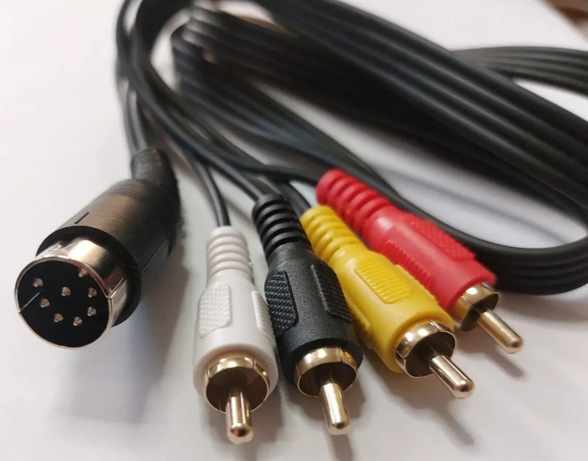 Luma Chroma Audio 8DIN C64 128 Commodore 1701 1702 1084S 75cm LCA Video Cable