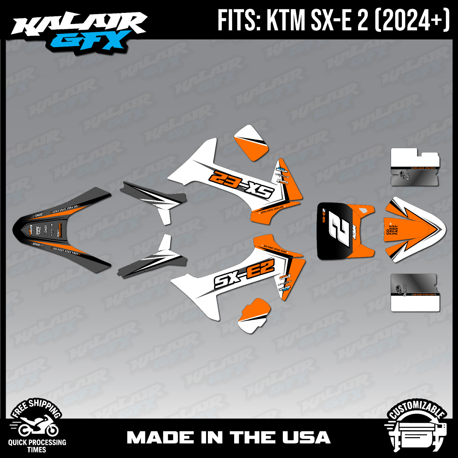 Graphics Kit for KTM Electric Mini SXE2 (2024+) Razor - ORANGE