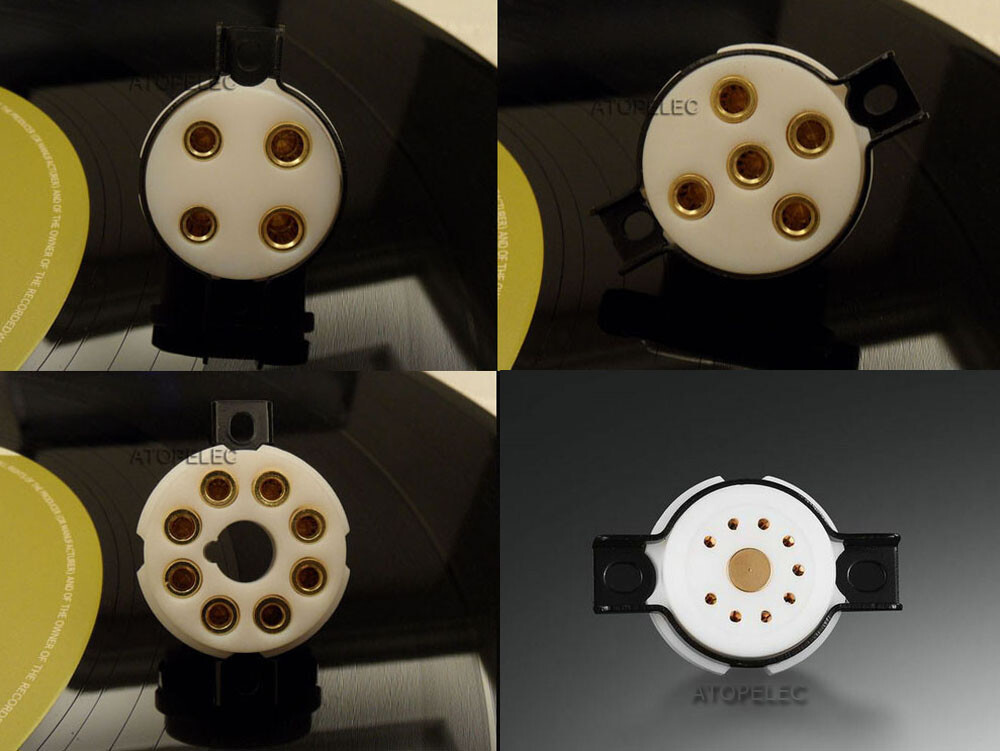 EIZZ Vacuum Tube Socket PTFE Base 24K Gold Plated 4/5/6/8/9 Pins HiFi Audio