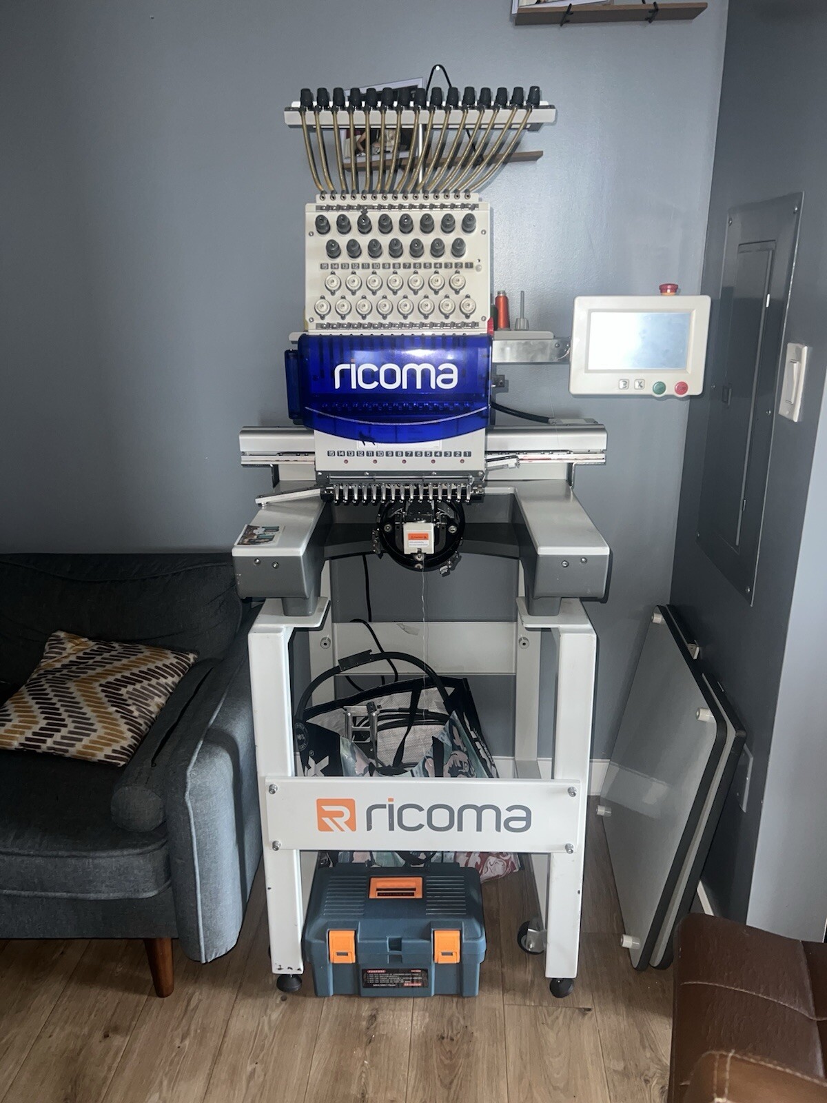 Ricoma RCM-1501TC-7S Commercial 15 Needle Embroidery Machine W/ Hoops and Cap