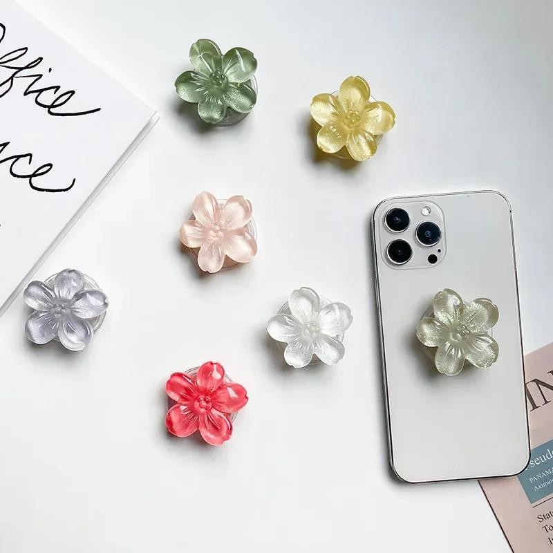 Crystal Flower Phone Holder Expanding Stand Finger Grips Griptok Popping Sockets