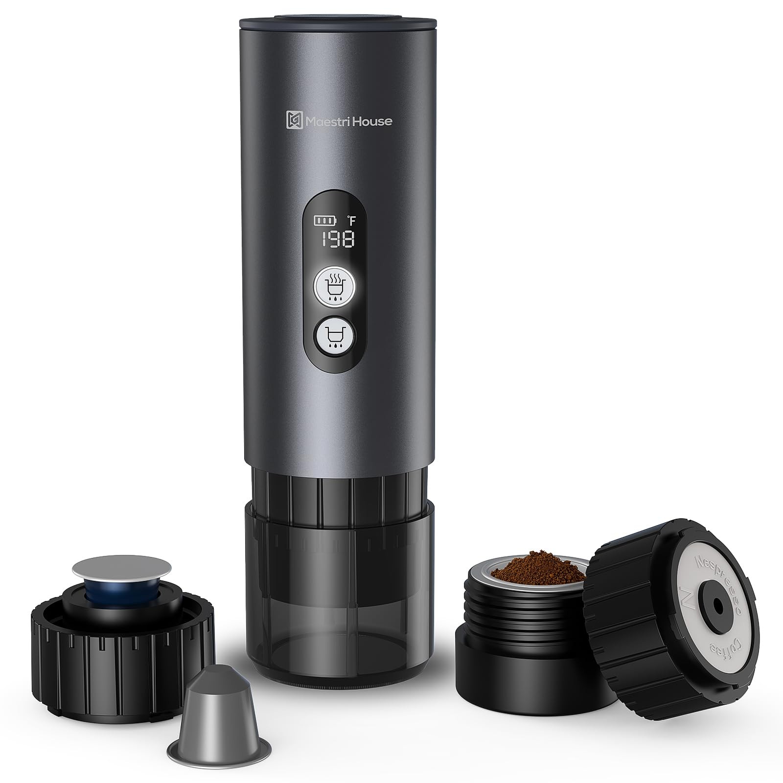 Maestri House 150W Espresso Maker with 2-3 Min Fast Self-Heating, Gray