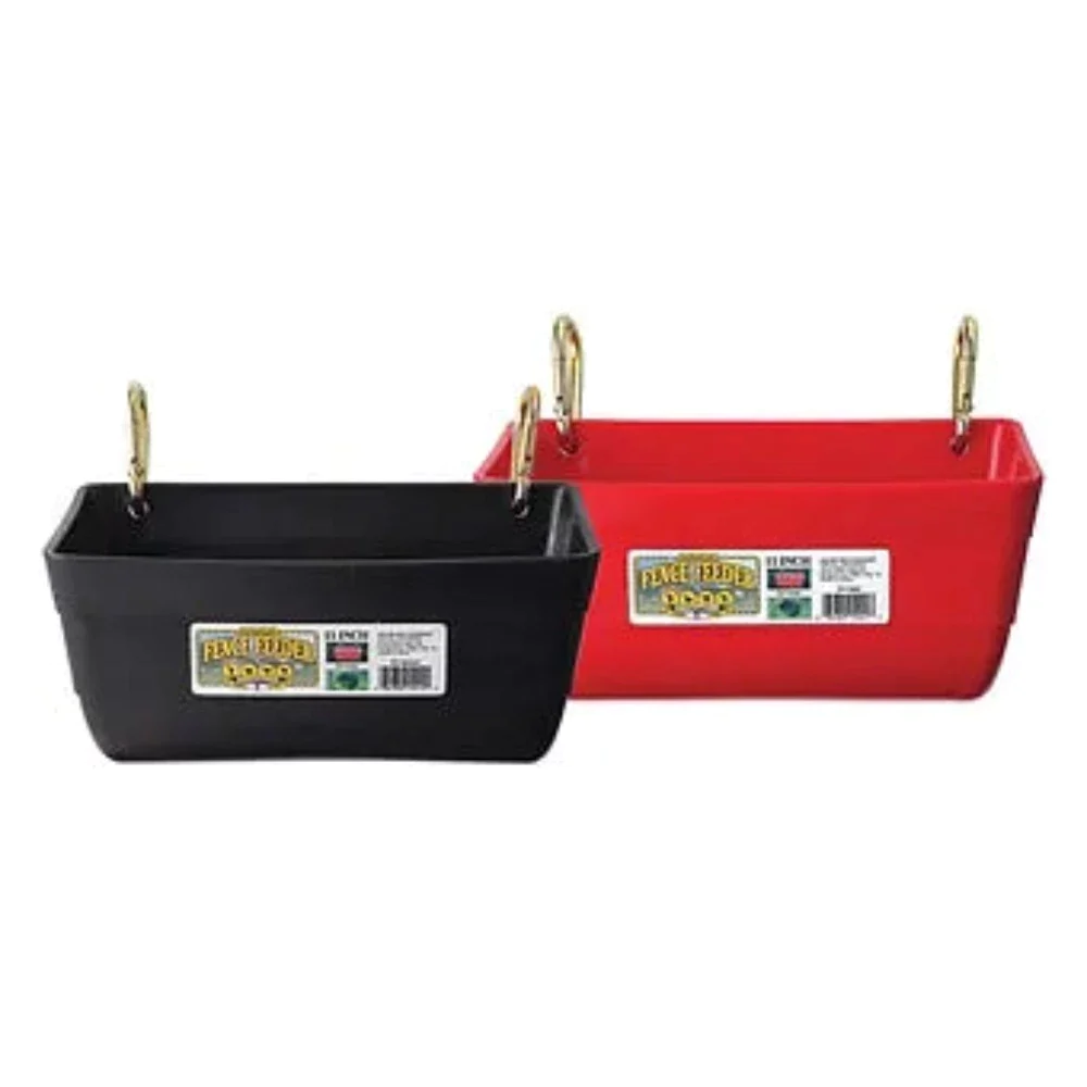 11" long DuraFlex PLASTIC FENCE FEEDER w Clips For livestock animals 2 COLORS