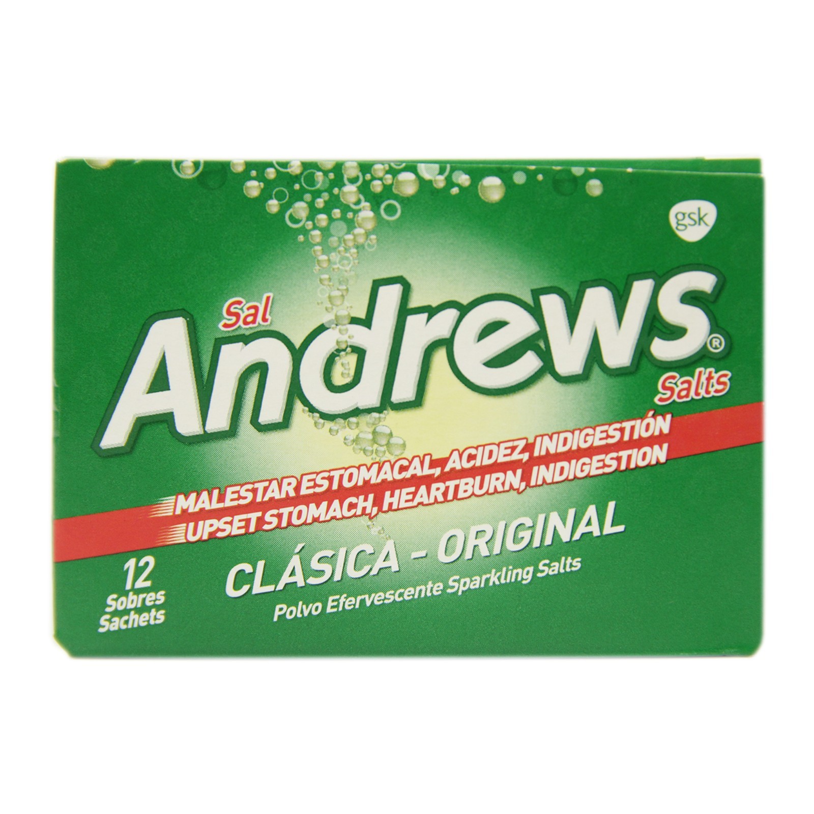 Andrews Salt Original 12 Sachets for Upset Stomach, Heartburn & Acid Indigestion