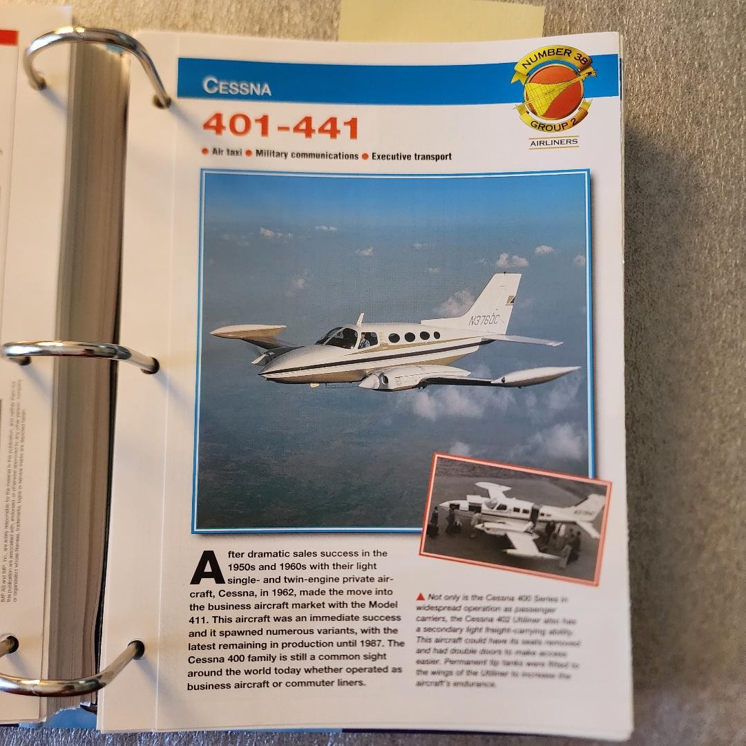 AIRCRAFT OF THE WORLD AIRLINERS FOLD OUT CARD 401-441