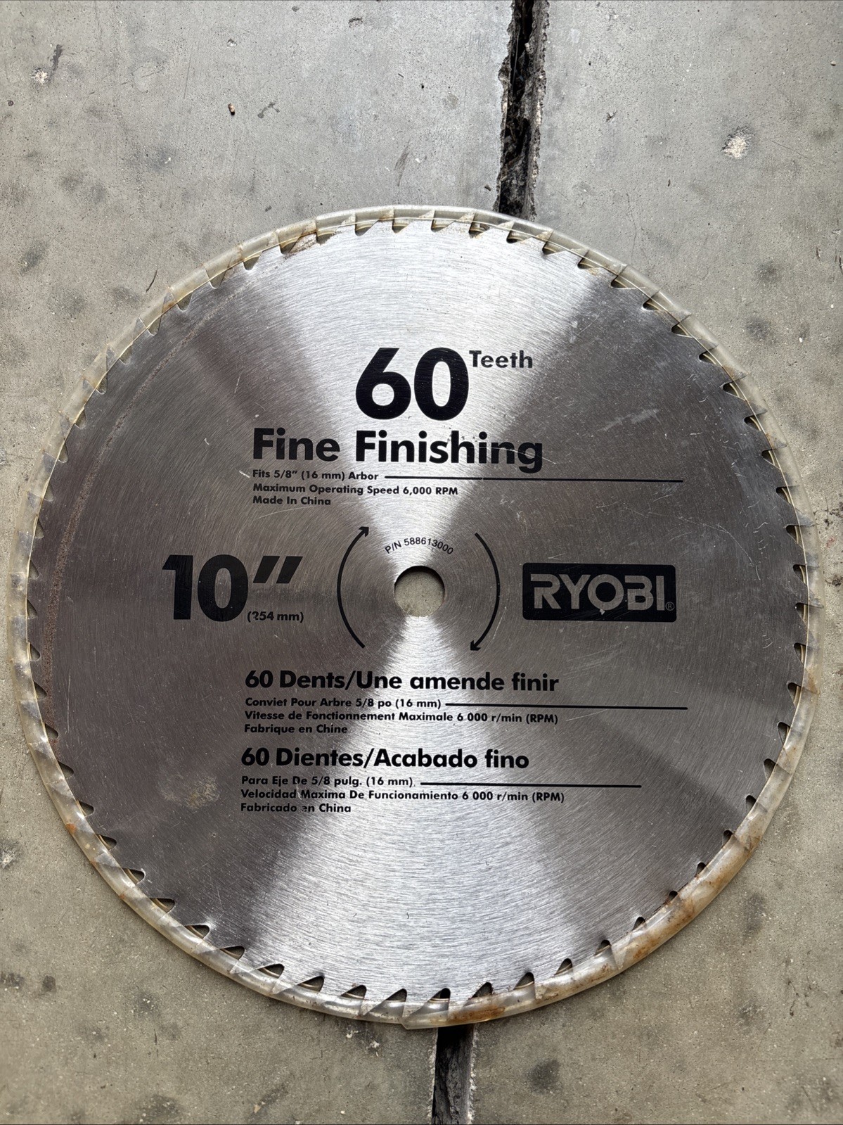 C) Saw Blade (60 Tooth) for Ryobi 10",Fine finishing , New See Photos