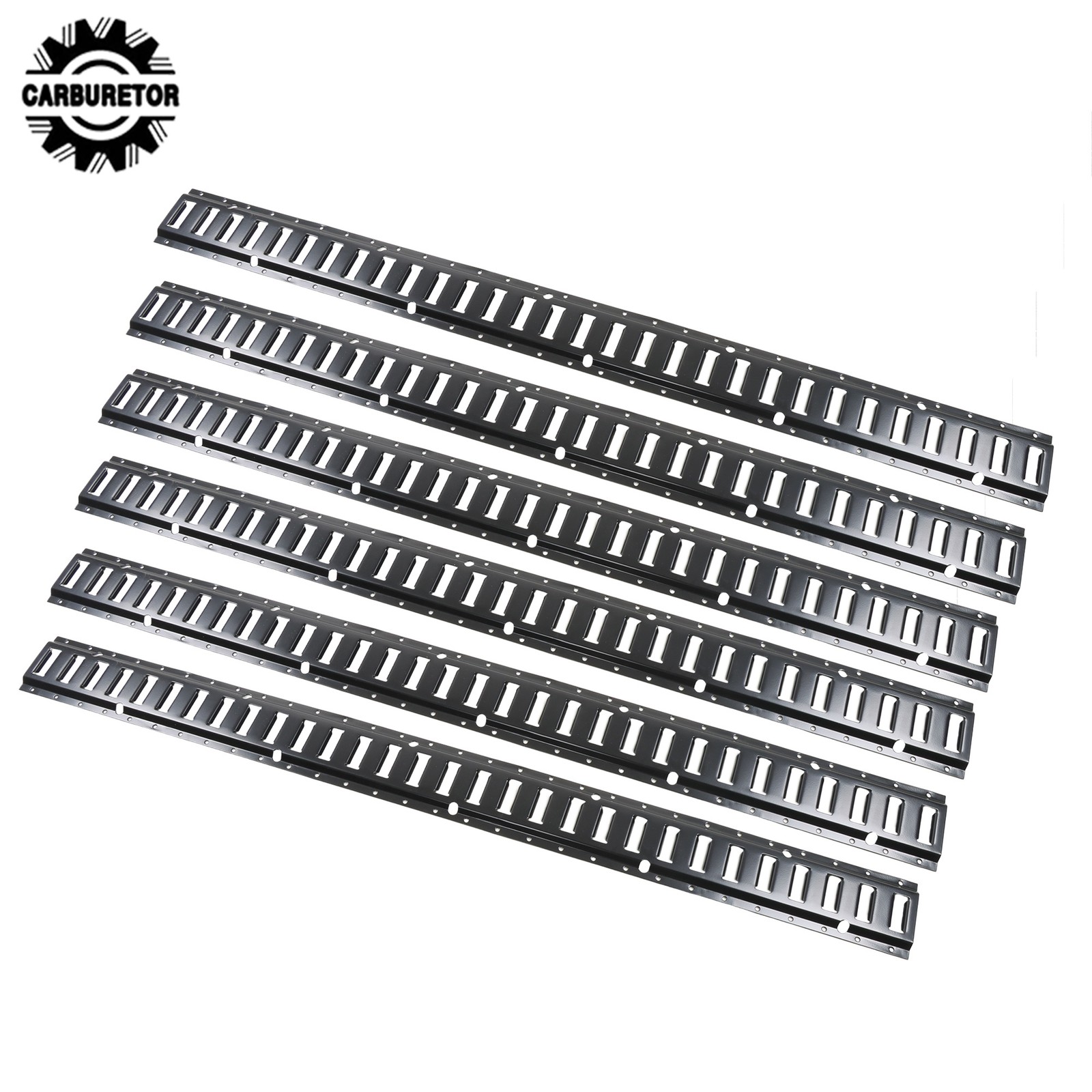 6 Pcs 5 Ft Black E Track Rails Kit, Matte Finish Fit For Secure Loads Transport