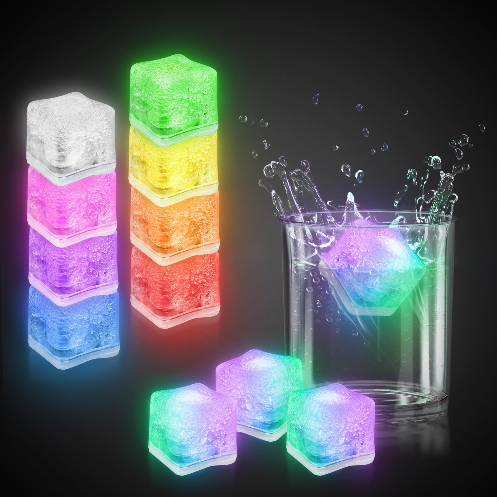 Windy City Novelties 12 pack LED Ice Cubes with Changing Lights  Non Freezing