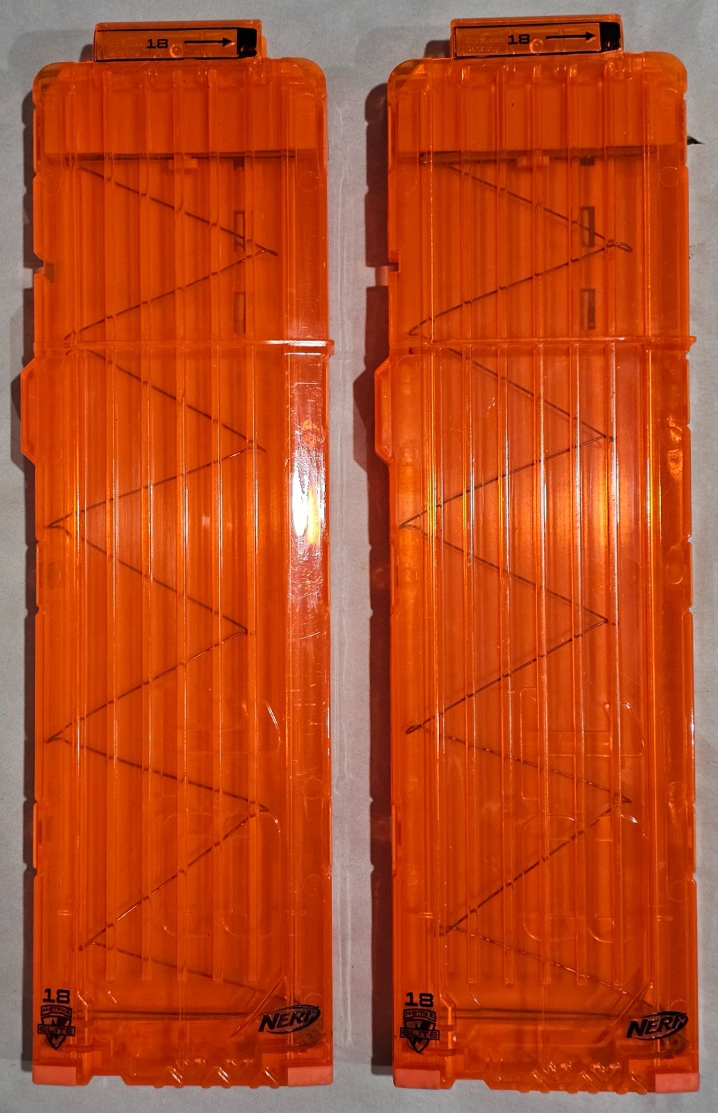 Nerf Lot of 2 Orange 18 Round Max Dart Ammo Clip Magazine Replacement N-Strike