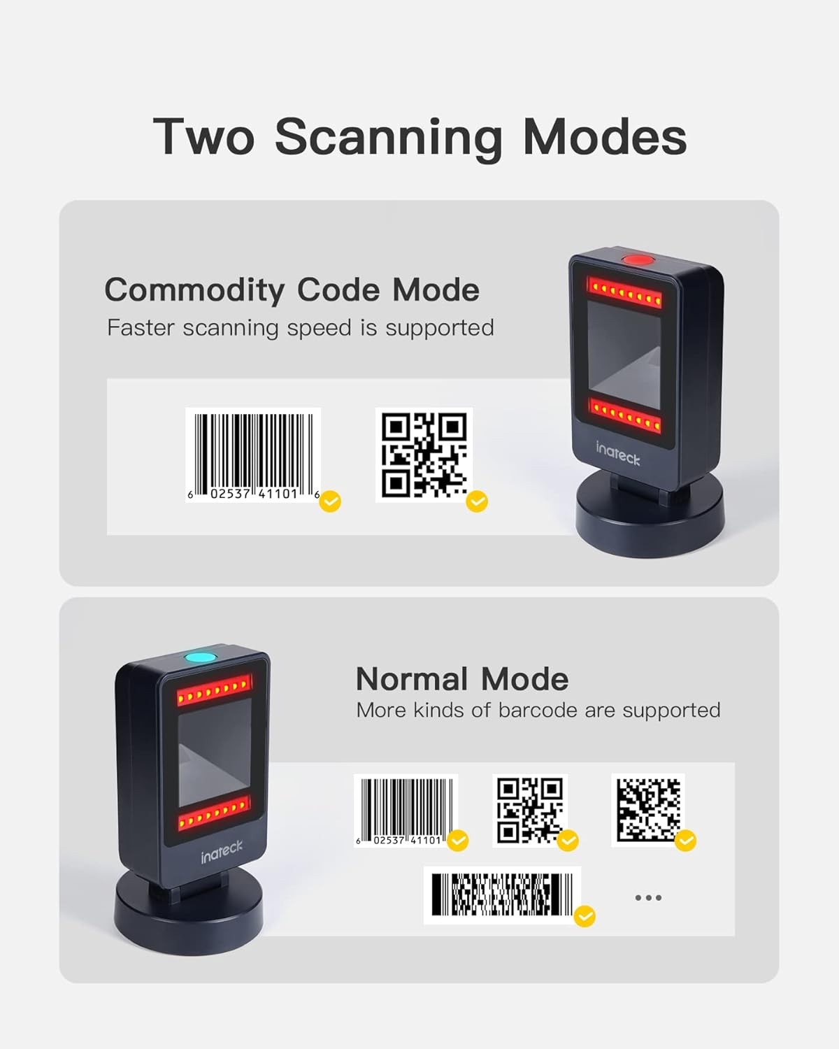 Inateck Barcode Scanner, 1D/2D Presentation Scanner,Corded and Omni-Directional