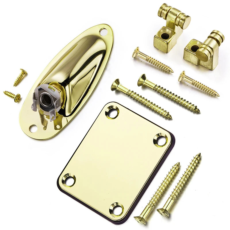 Electric Guitar Roller String Tree Retainer Neck Plate Jack Socket Plate w/Screw