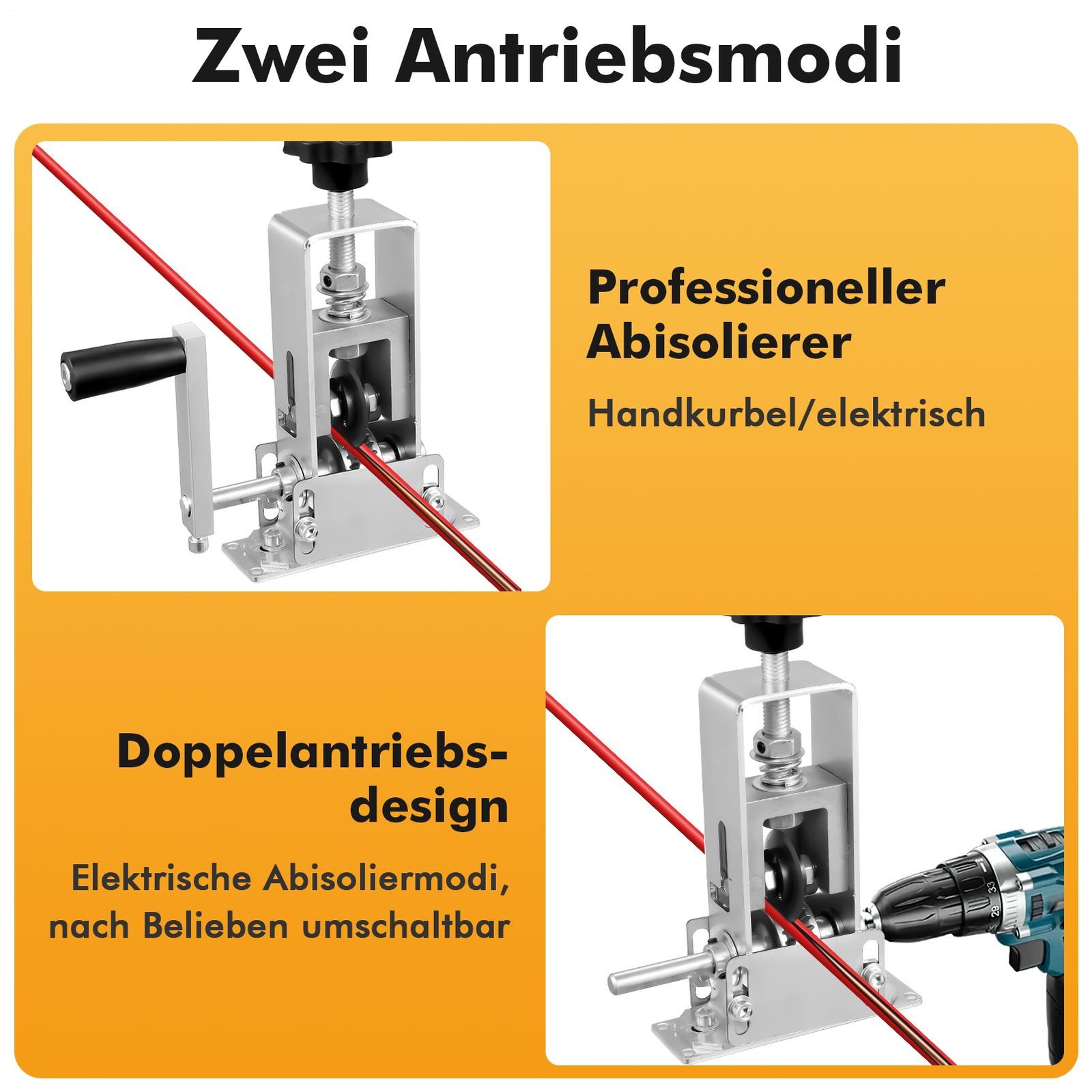 Manual Wire Stripping Machine Drill Powered Hand Crank Wire Stripper Tool 2-25MM