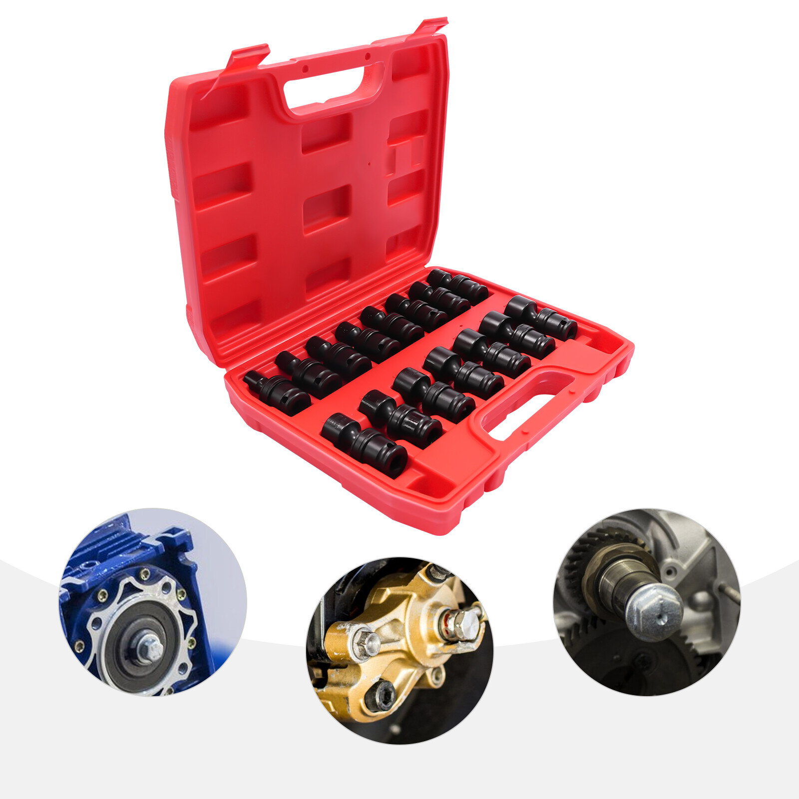 3/8" Drive Shallow Impact Universal Joint Socket Set, 15-Piece Swivel Socket Set