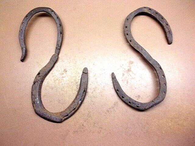 Primitive Hand Made Horseshoe Hanger Set Rustic 11"-12" Long Barn Tack Bikes