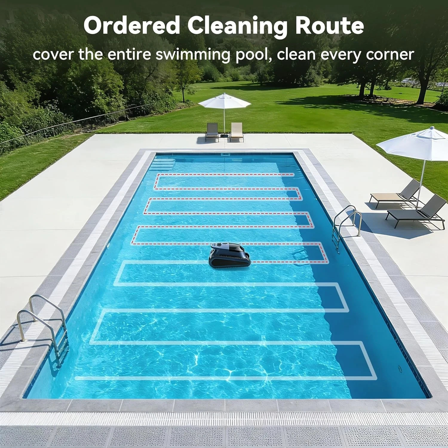 Seauto Cordless Robotic Pool Vacuum Cleaner Wall-Climbing Smart Wavepath Navigat
