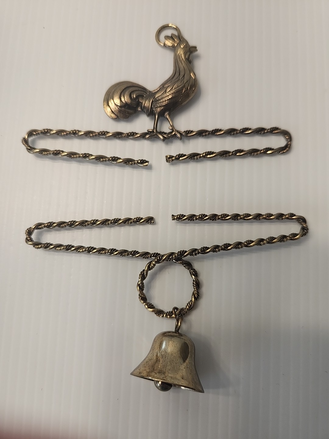 Stitch N Count Bell Pull Hardware 4" Soild Brass Rooster + Bell