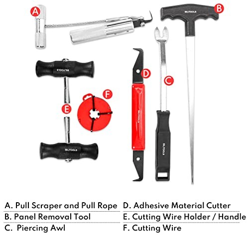 7-Piece Windshield Removal Tool Kit for Classic Vintage Car Windscreen