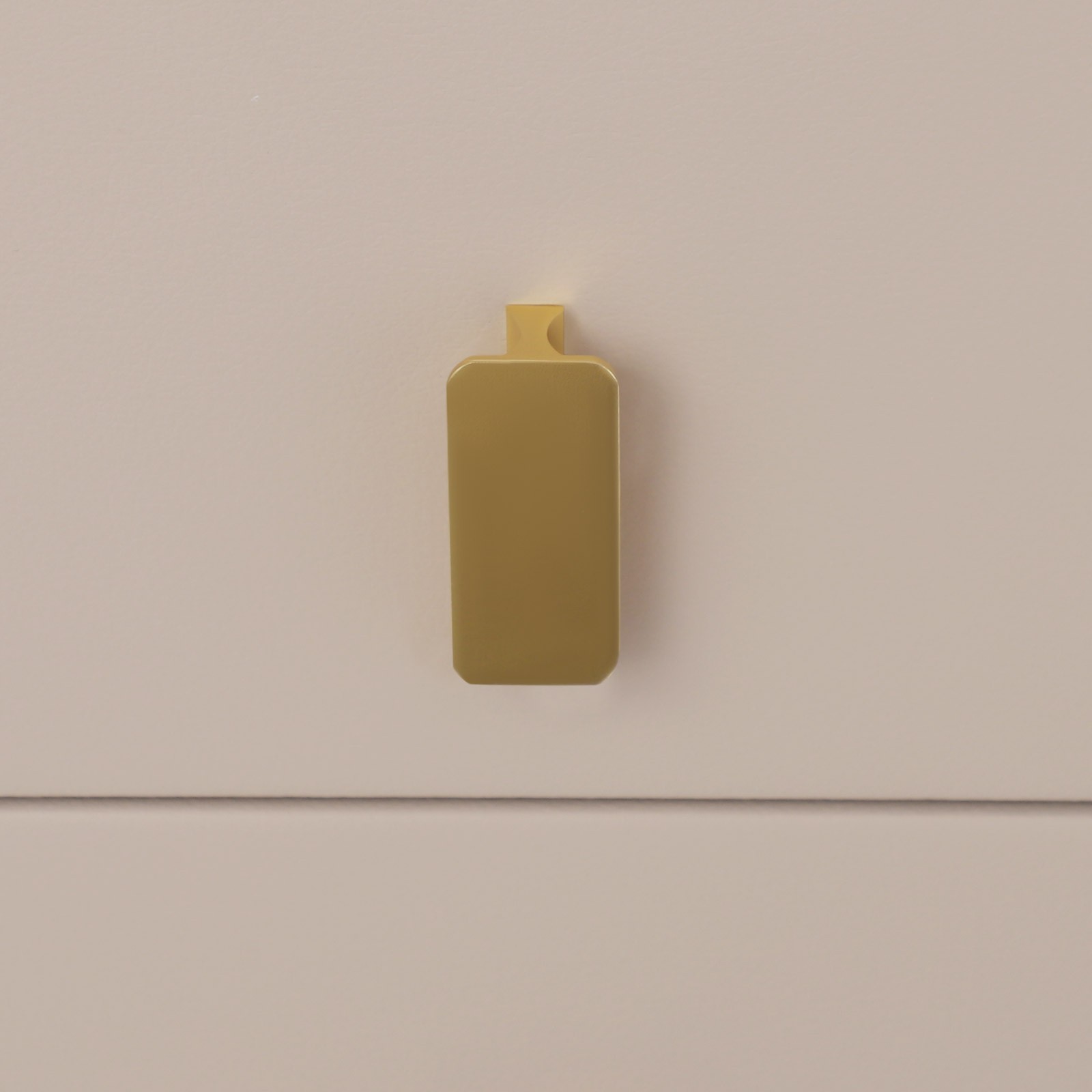 Modern Bedside Table - 3 Drawers, Solid Wood & Leather, Khaki & Gold Finish