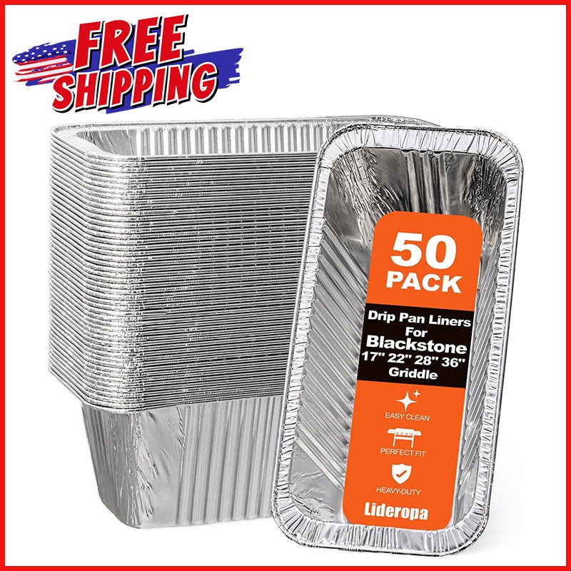 50-PACK GREASE CUP LINERS Heavy-Duty Aluminum Foil Blackstone Griddles Drip Pan