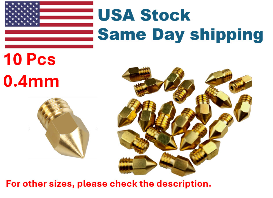10 Pcs MK8 0.4mm Extruder 3D Printer Nozzle for Creality CR-10 Ender 3
