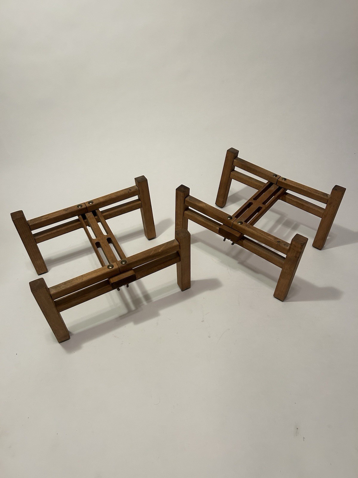 7” Tall Speaker Stands Pair Wooden MCM Uppers Adjustable AR JBL Klipsch ELAC