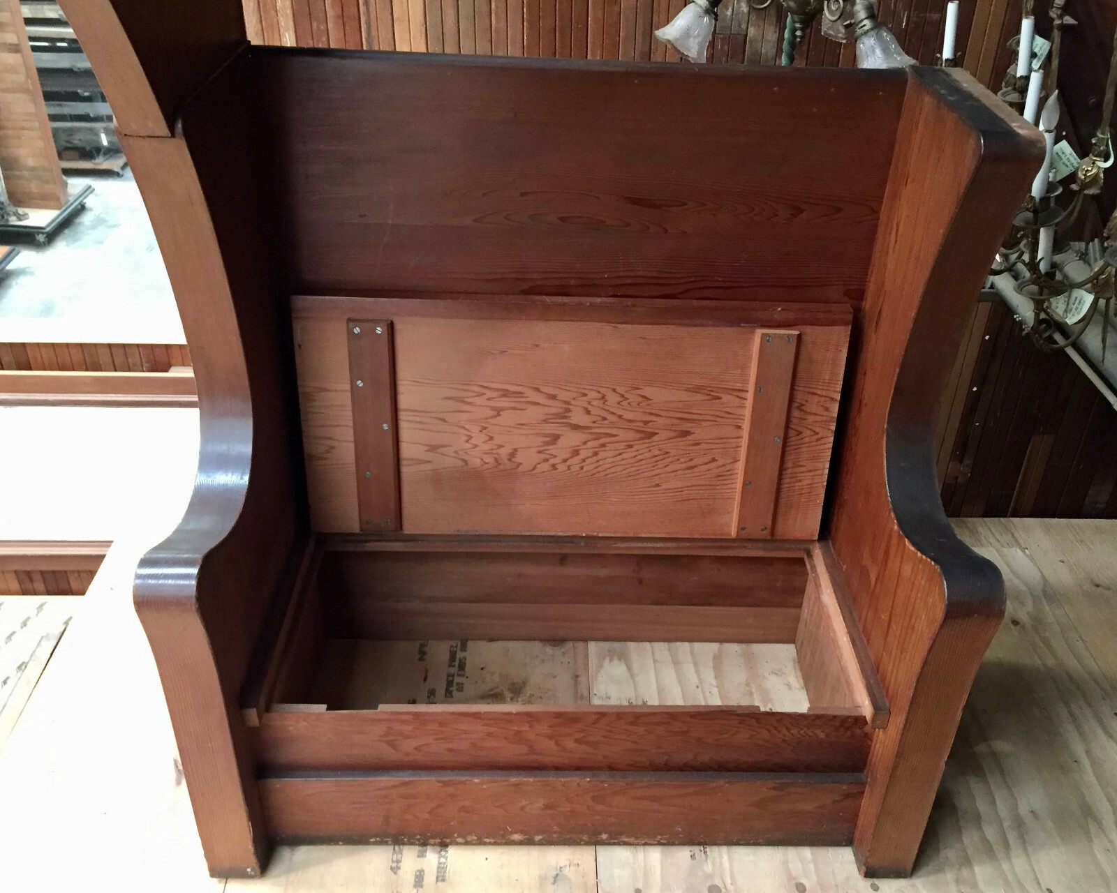 Vintage 1907 Redwood Inglenook Seating Area Benches Chimney Corner Booth