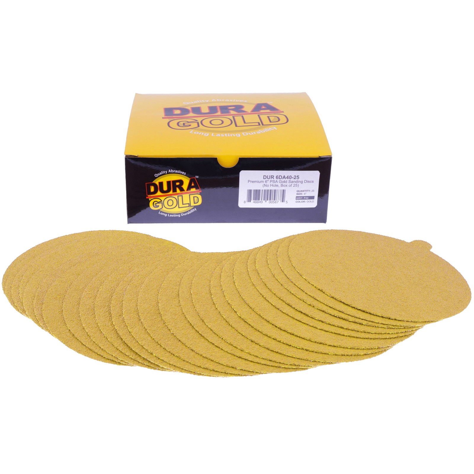 40 Grit 6" Gold PSA Self Adhesive Sanding Discs for DA Sanders - Box of 25
